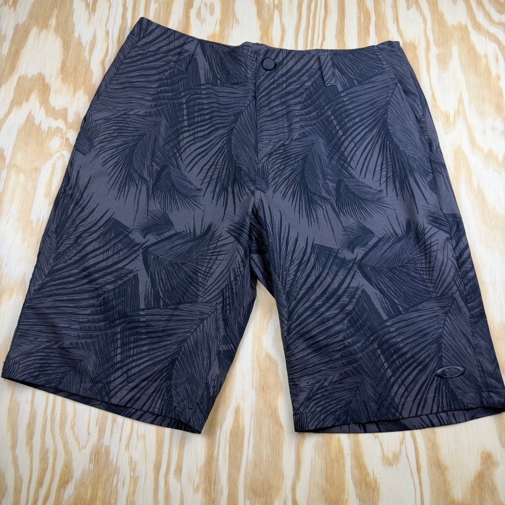 Oakley Mens Hybrid Shorts Size 31 Grey Palm Leaf Print Board Shorts Regular Fit